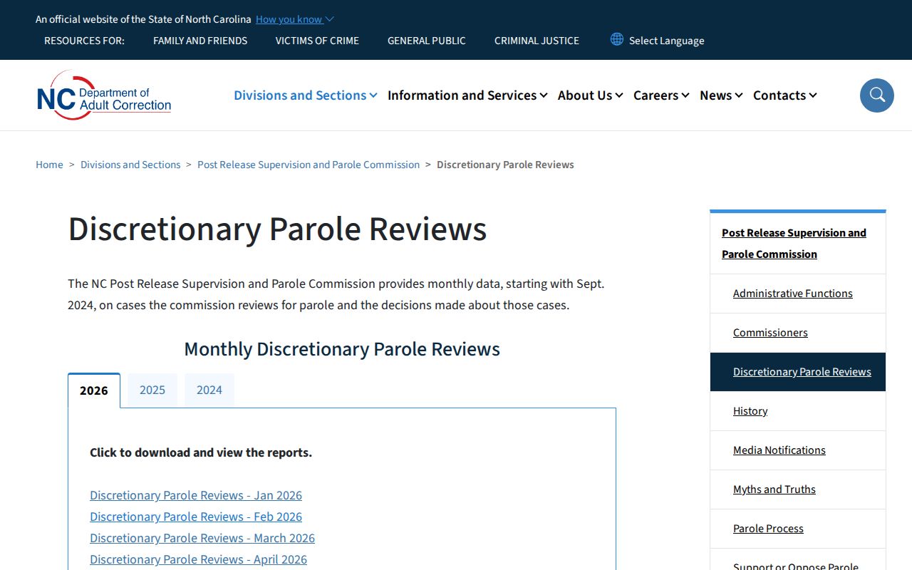 Stanly County parole review records archive